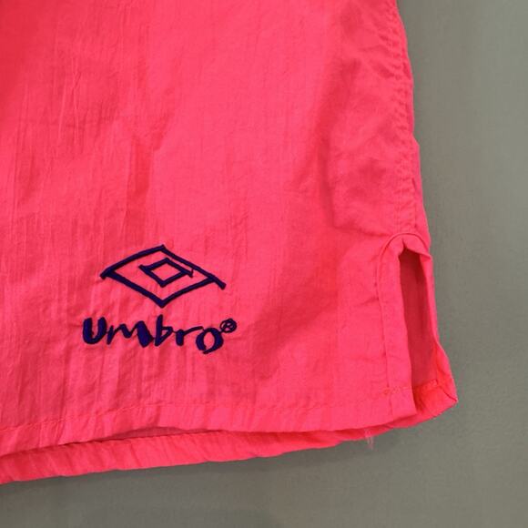 RARE! UMBRO x VINTAGE Shorts Large Nylon USA Made Soccer Neon Pink Purple - Picture 4 of 13